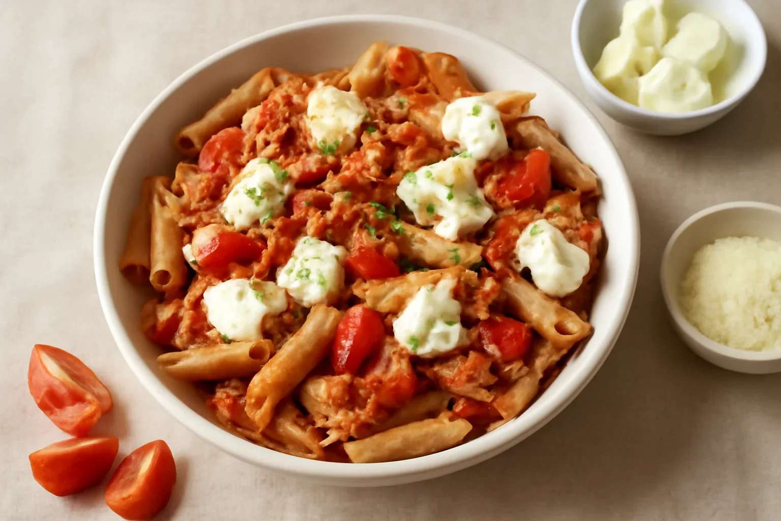 Paste cu ton, roșii și mozzarella