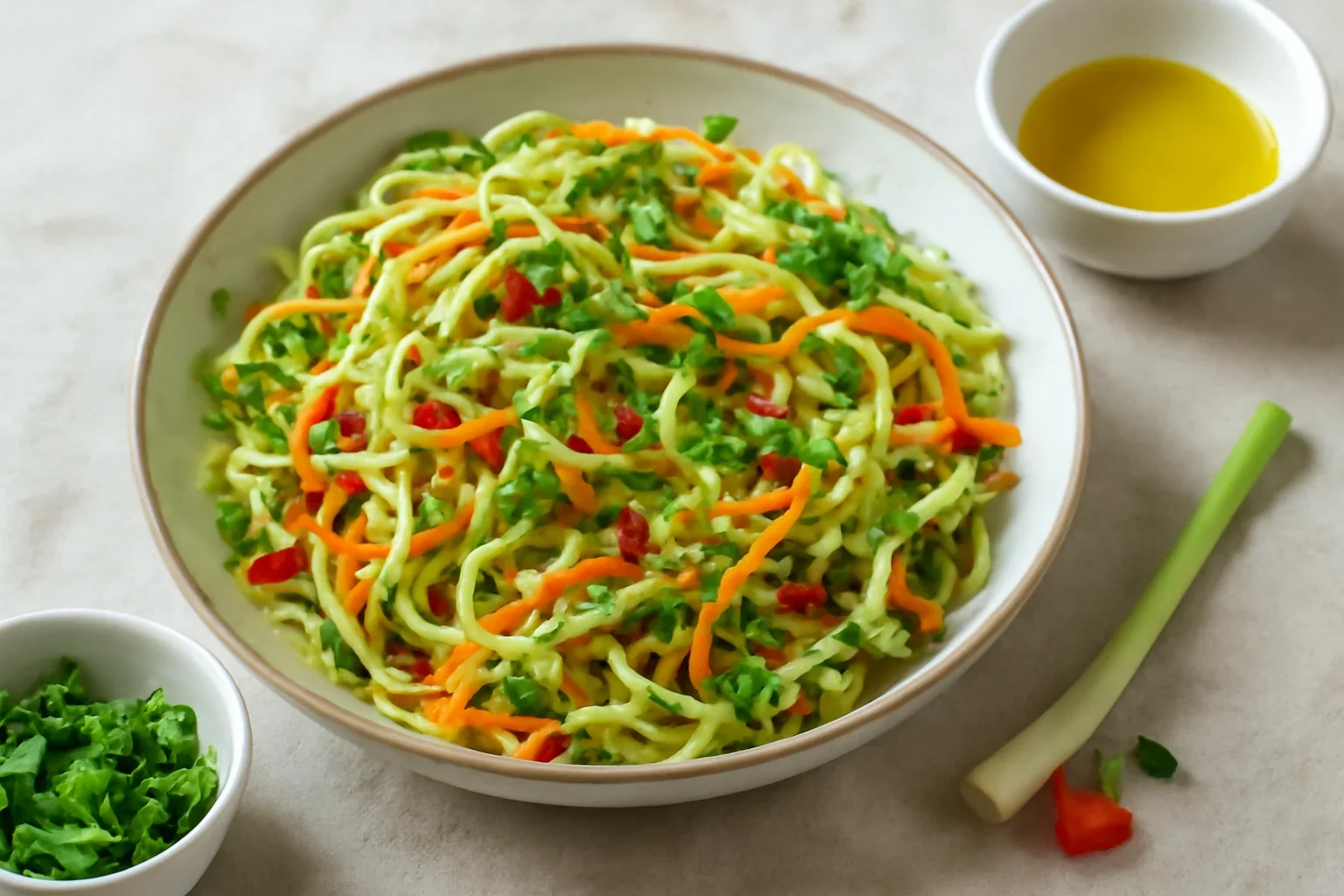 Salata de dovlecei cruzi cu morcov si ardei