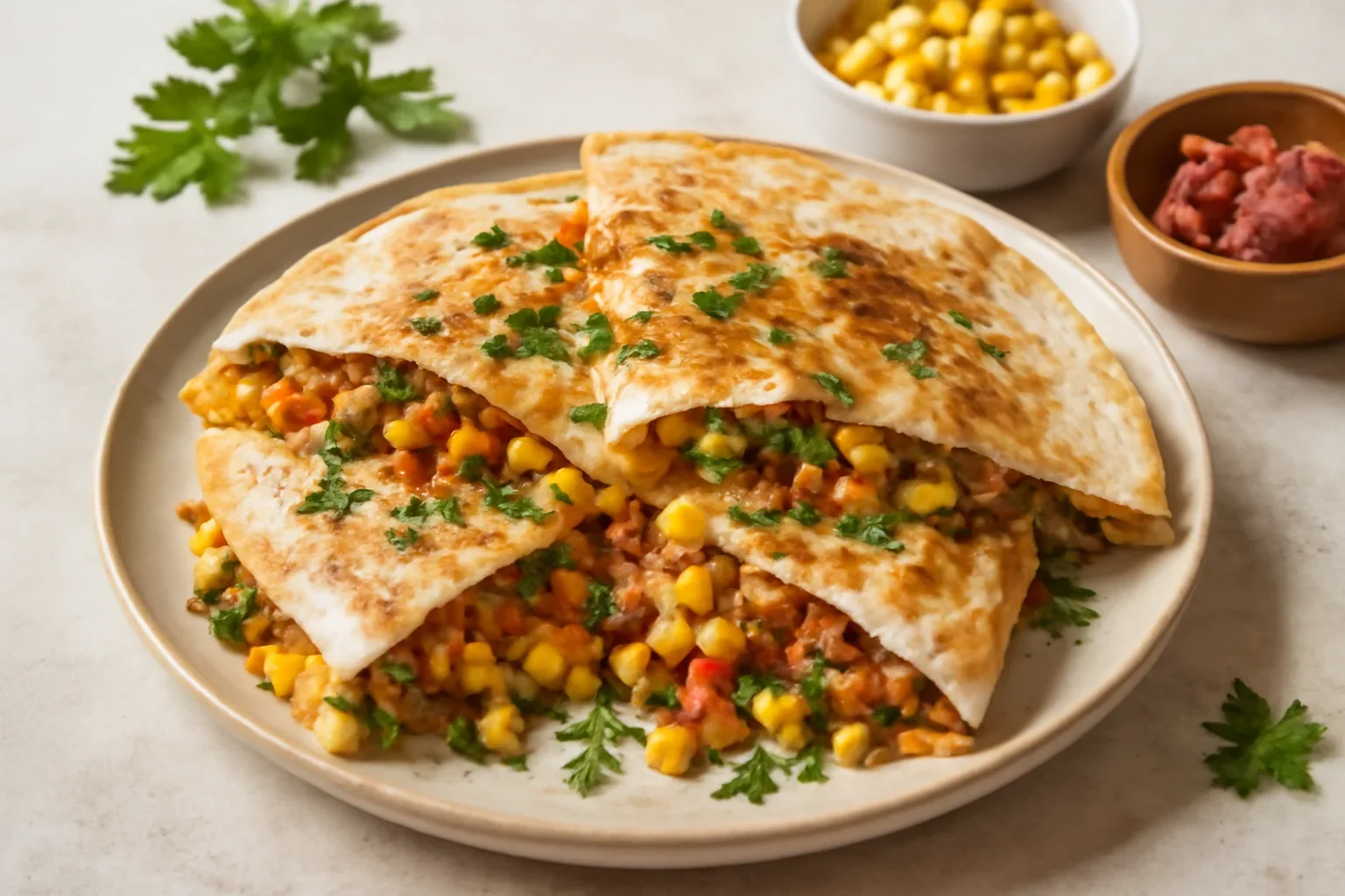 Quesadilla cu mozzarella si carne de vita