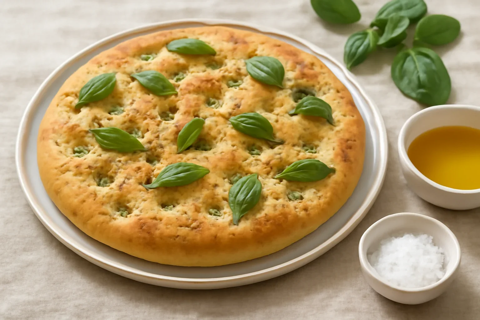 Focaccia cu rozmarin si busuioc