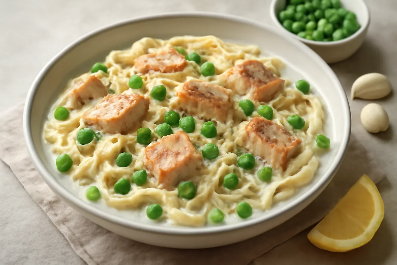 Paste de legume cu somon si sos alb