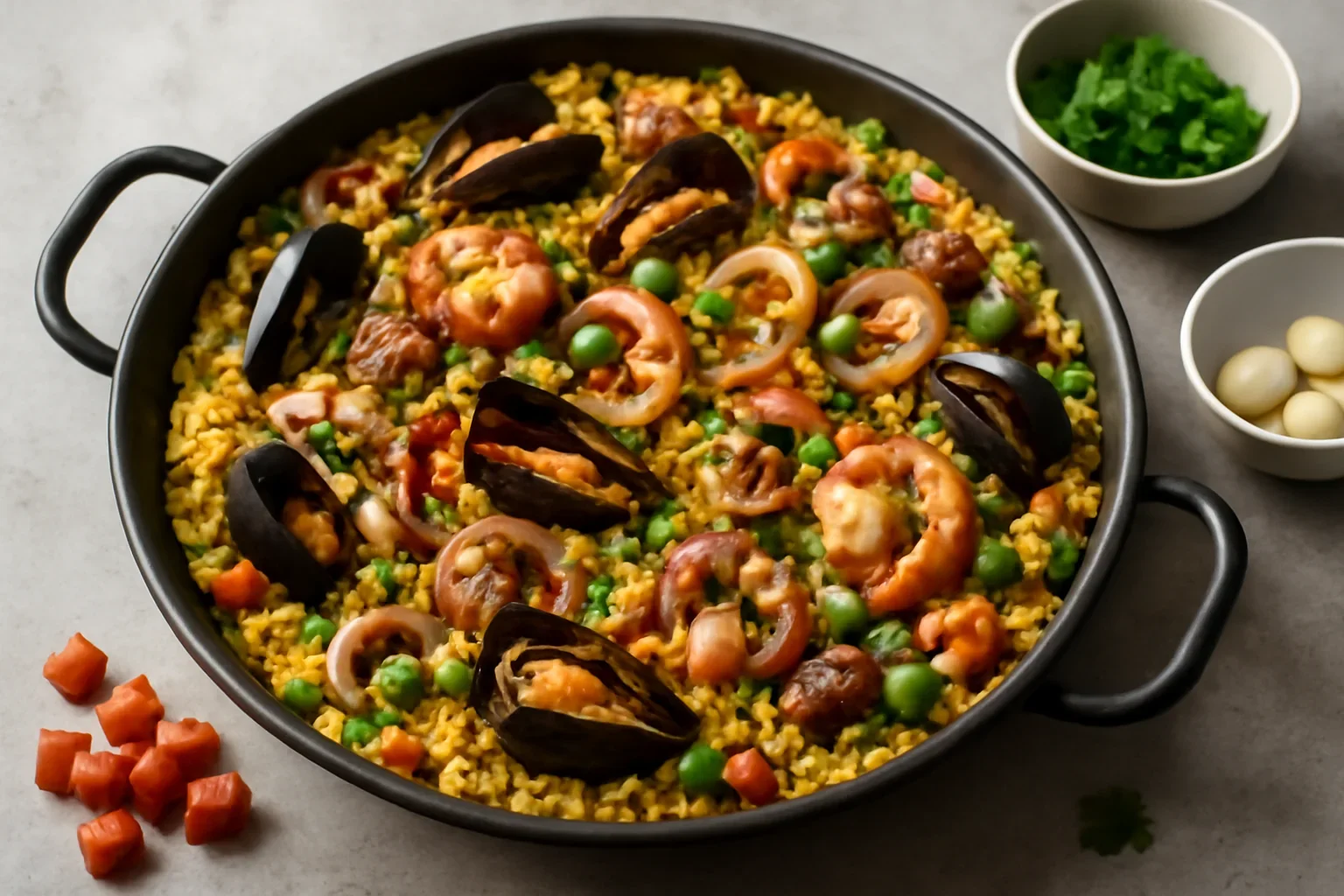 Paella cu fructe de mare (reteta gustoasa si rapida)