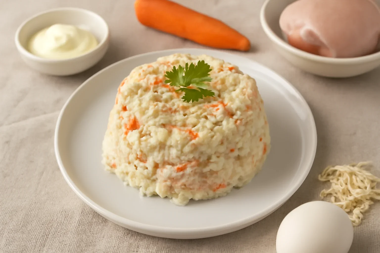 Salata de conopida cu piept de pui, morcov si hrean, un aperitiv deosebit