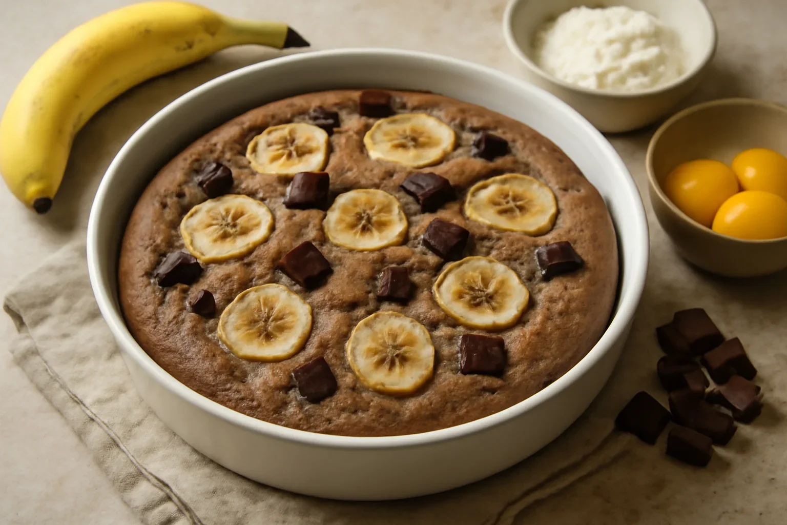 Prăjitură cu ricotta, banane și făină de hrișcă