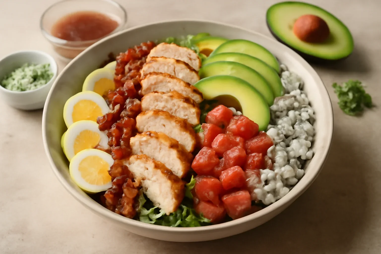 Salata Cobb cu piept de pui si avocado