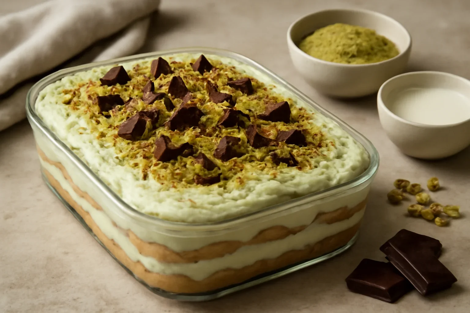 Tiramisu Dubai cu fistic si ciocolata