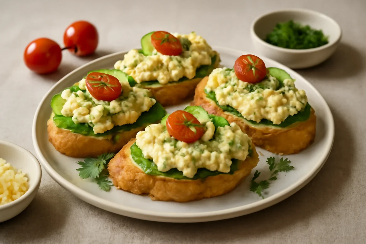 Bruschete cu salata de oua