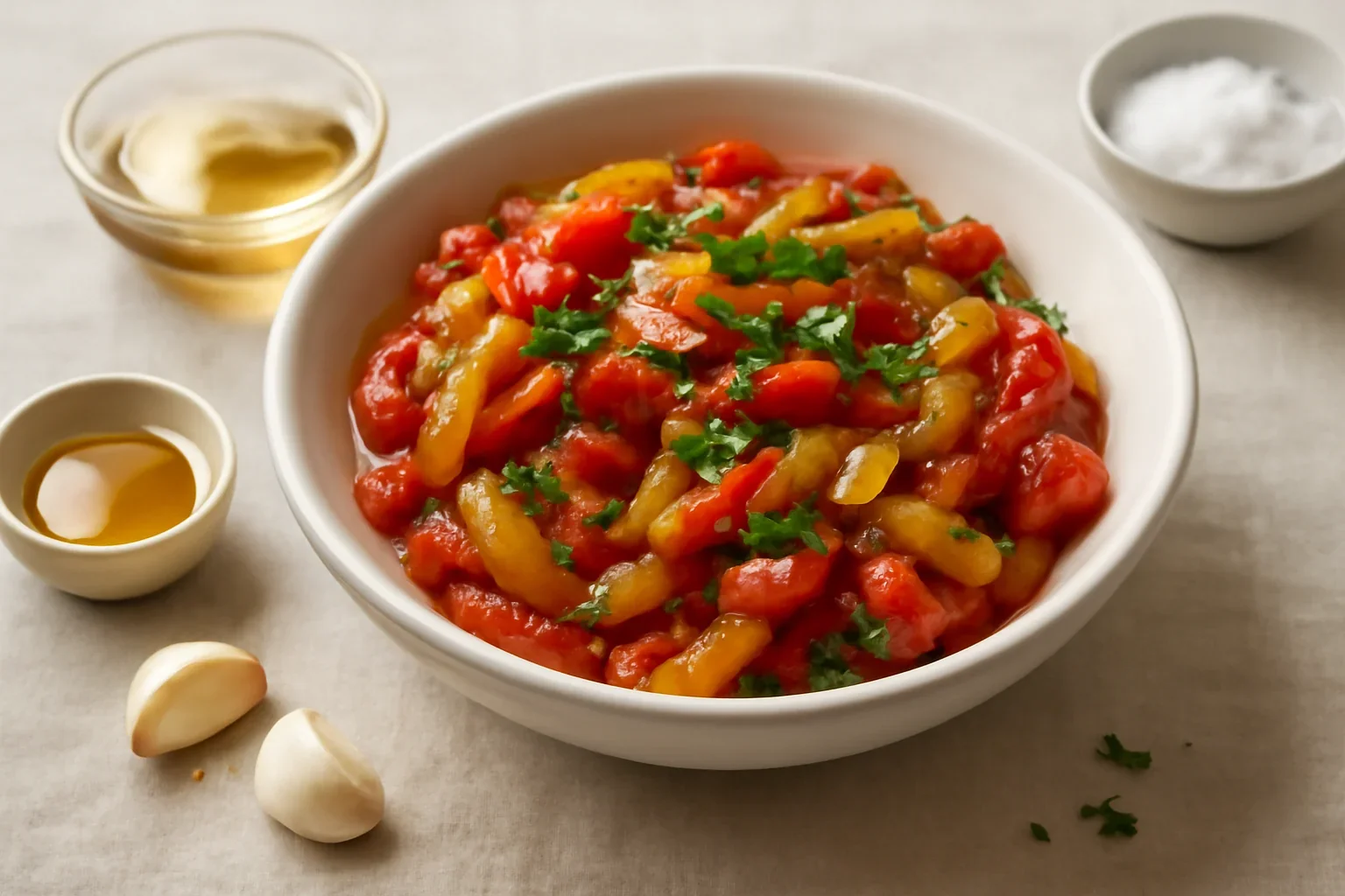 Salată de ardei copți – rețetă simplă, fără pic de apă și fără zahăr