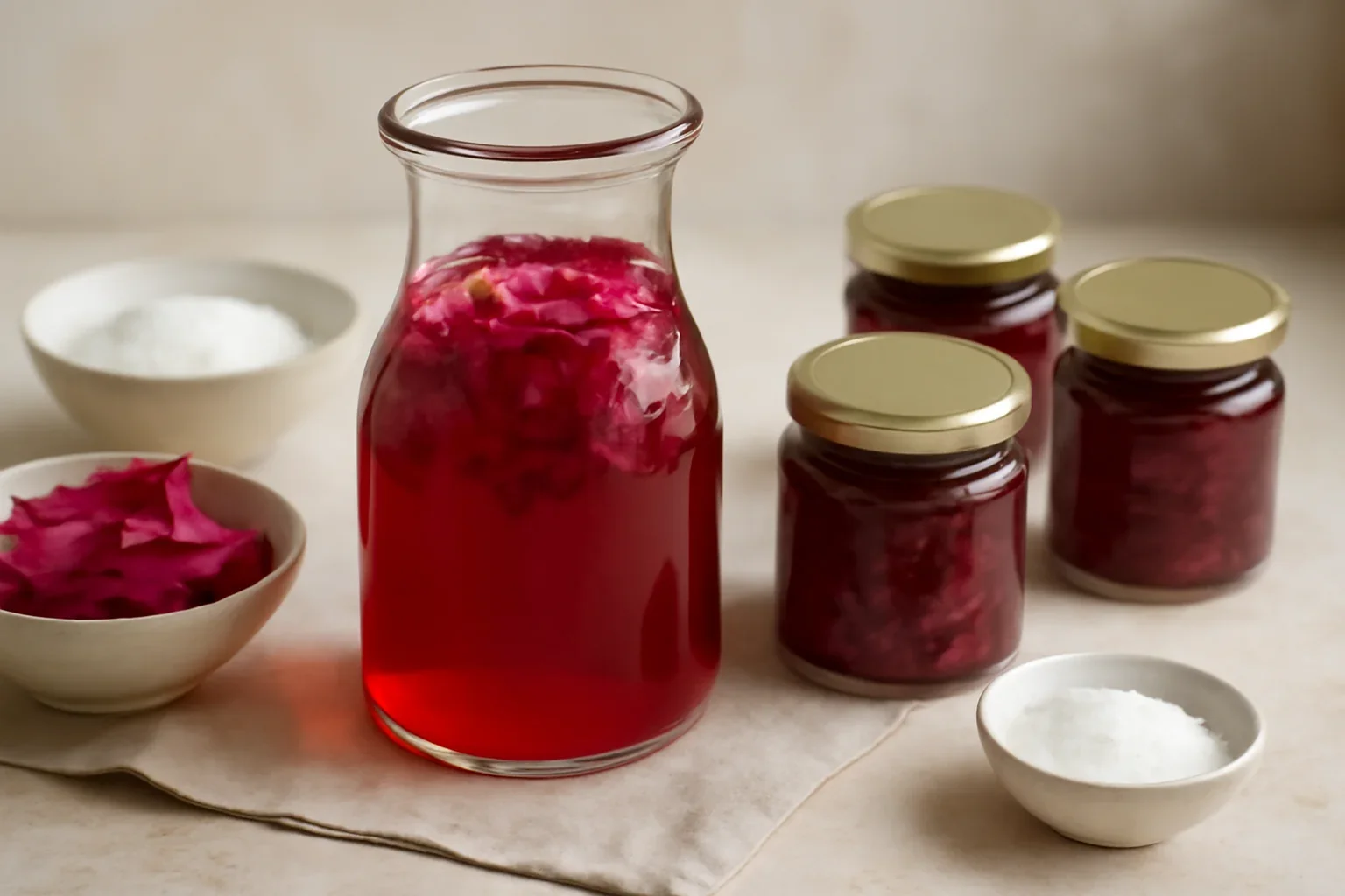 Sirop de trandafiri – rețetă detaliată. Bonus, 3 borcănele de dulceață.