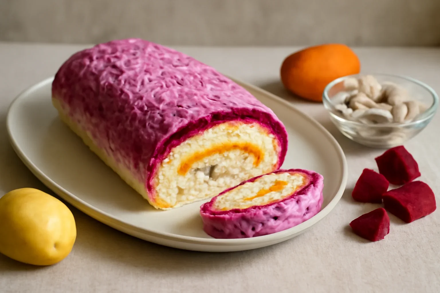 Salata traditionala ruseasca in forma de rulada – suba