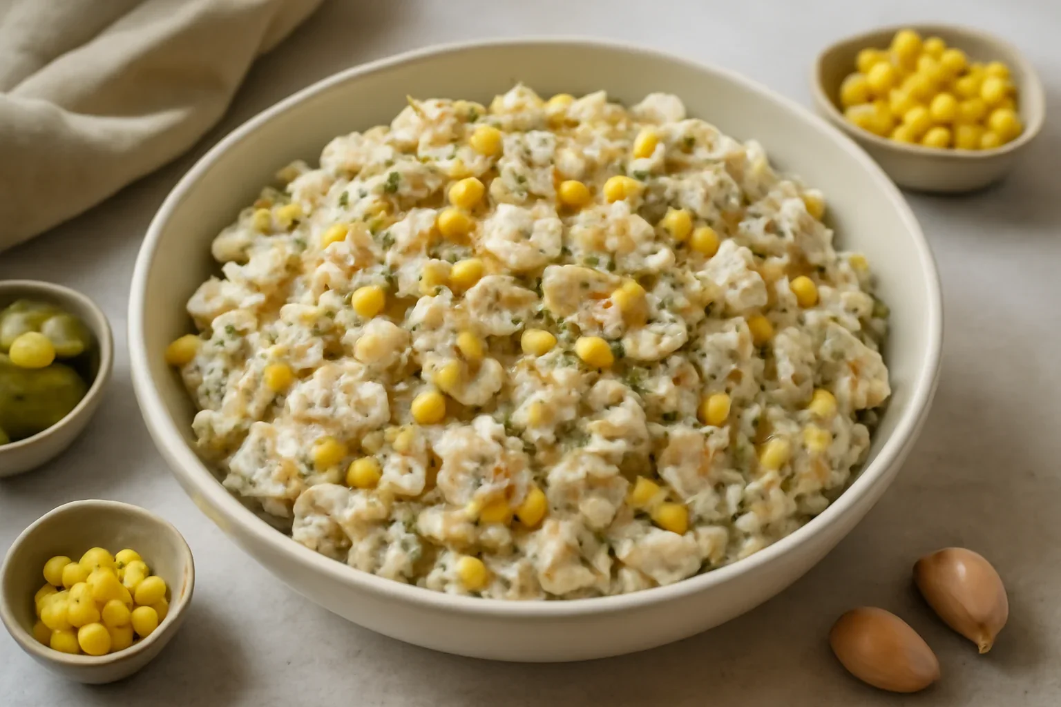 Salata cu piept de pui, ciuperci, maioneza