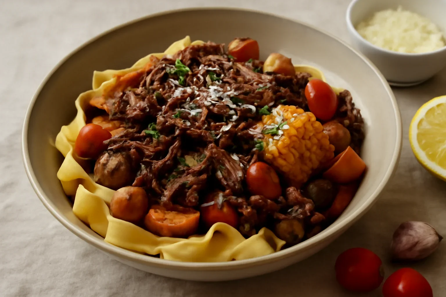 Ragu de vițel pulled apart – gătit lent în vin roșu
