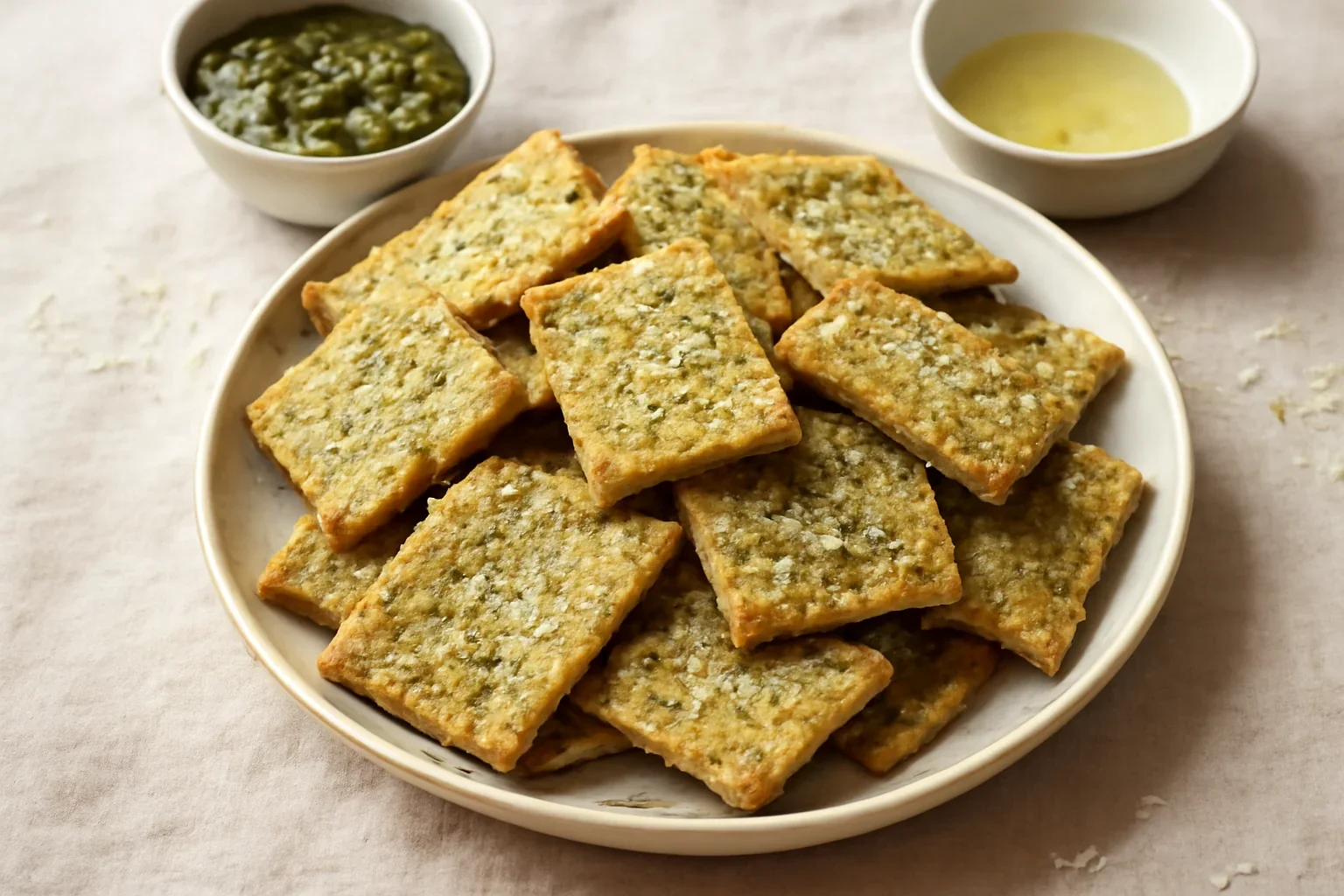 Biscuiți sărați cu pesto verde și parmezan – crackers în stil italian