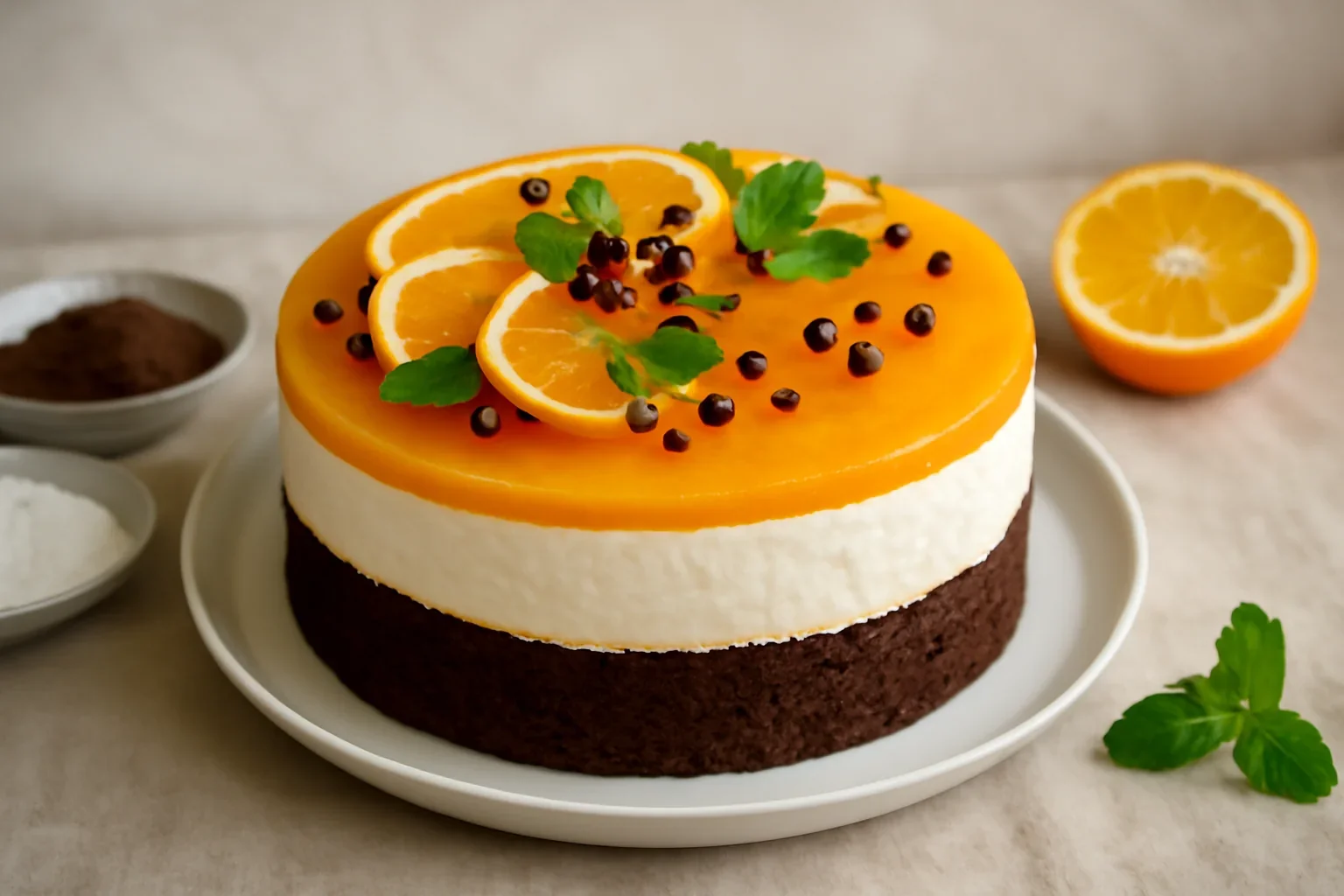 Tort cu crema de branza si jeleu de portocale