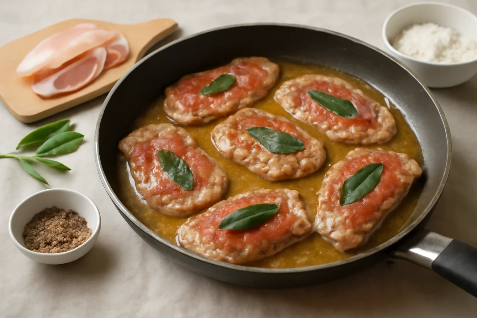 Saltimbocca alla romana – felii de vițel cu salvie, la tigaie, rețetă detaliată