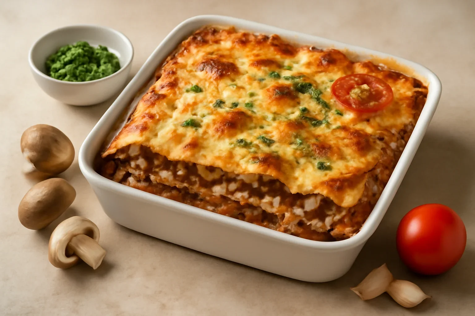 Lasagna cu carne si ciuperci
