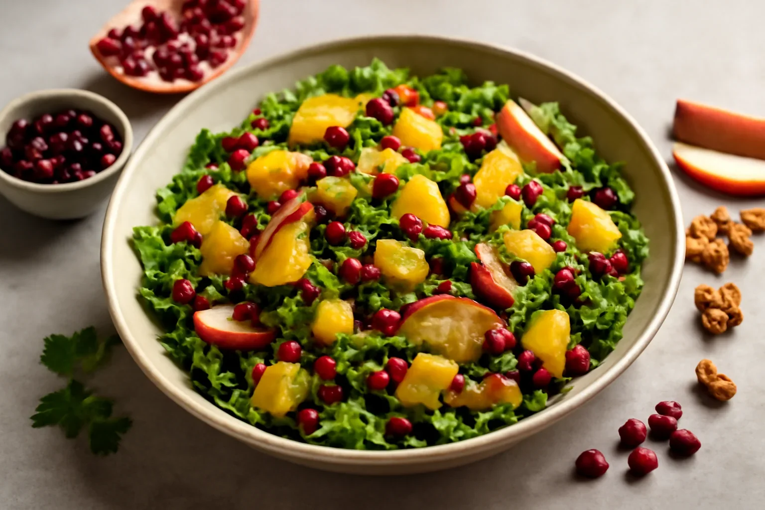 Salata festiva cu mango, rodie si nuci
