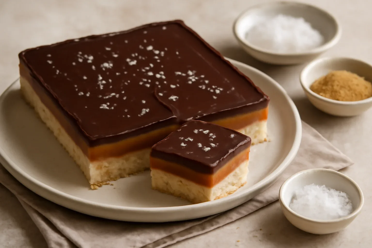 Prăjitura Milionarului cu cremă de caramel sărat și ciocolată