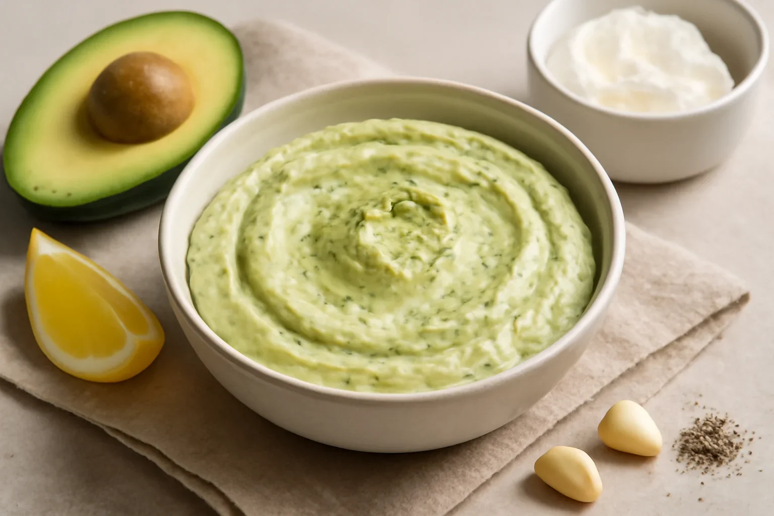 Crema de avocado cu branza si usturoi