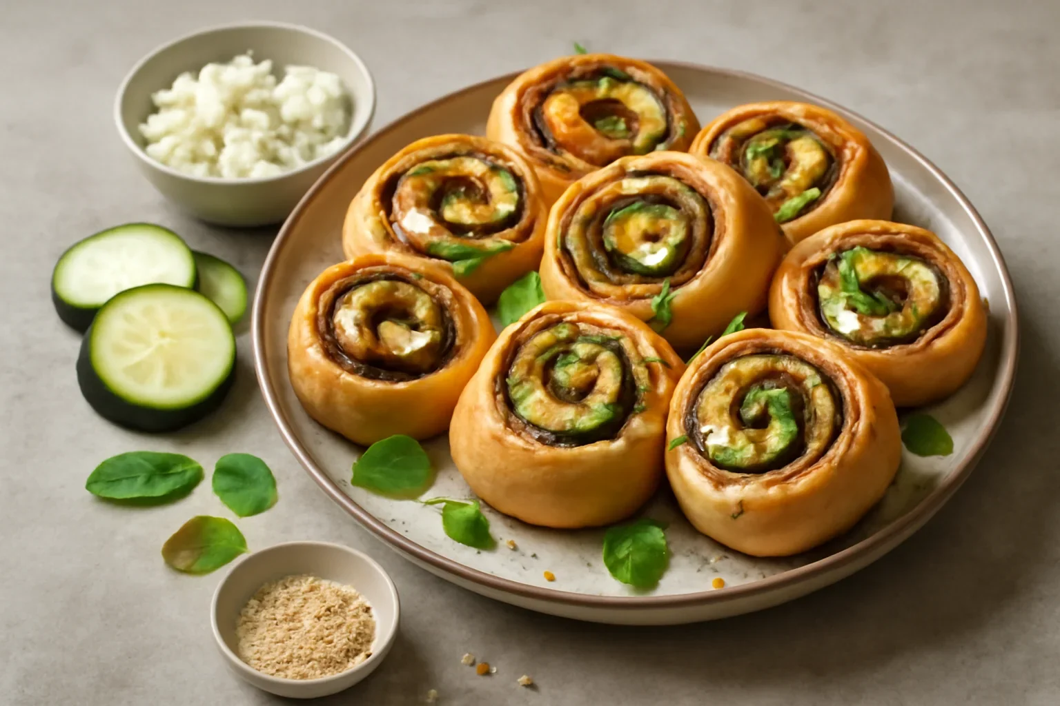 Rulouri aperitiv din aluat foietaj cu vinete si dovlecei
