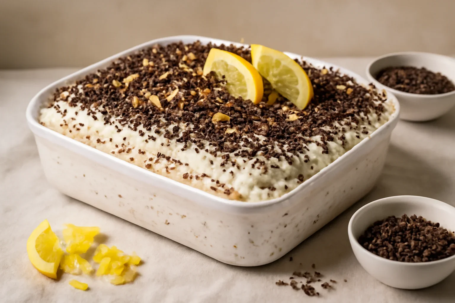 Tiramisu cu lămâie, limetă, lapte condensat și fulgi de ciocolată – rețeta de Tiramisu stracciatella