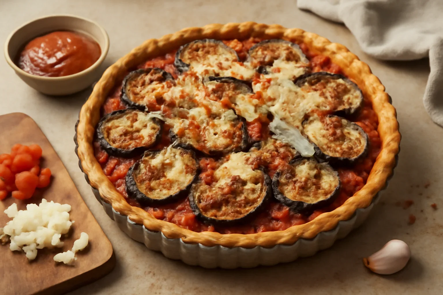 Tarta cu vinete si mozzarella, fara gluten