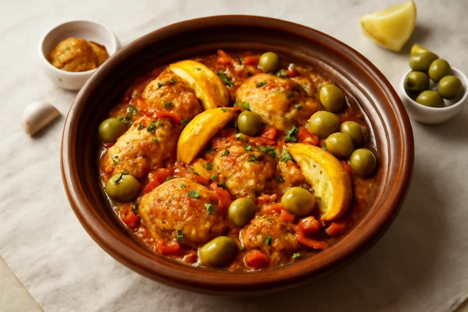 Tajine de pui cu lamai murate