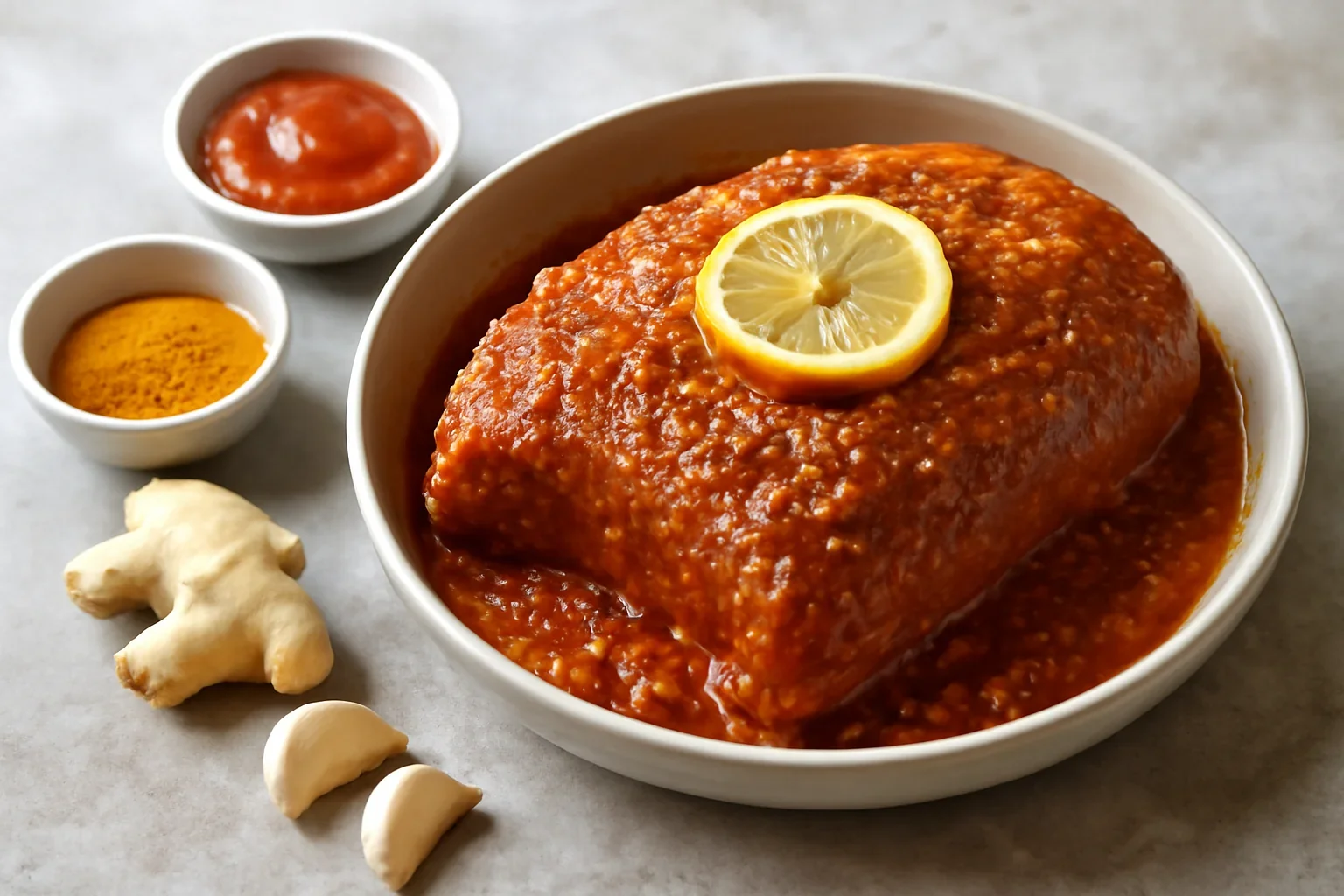 Marinada pentru carne de porc cu ghimbir, usturoi si turmeric