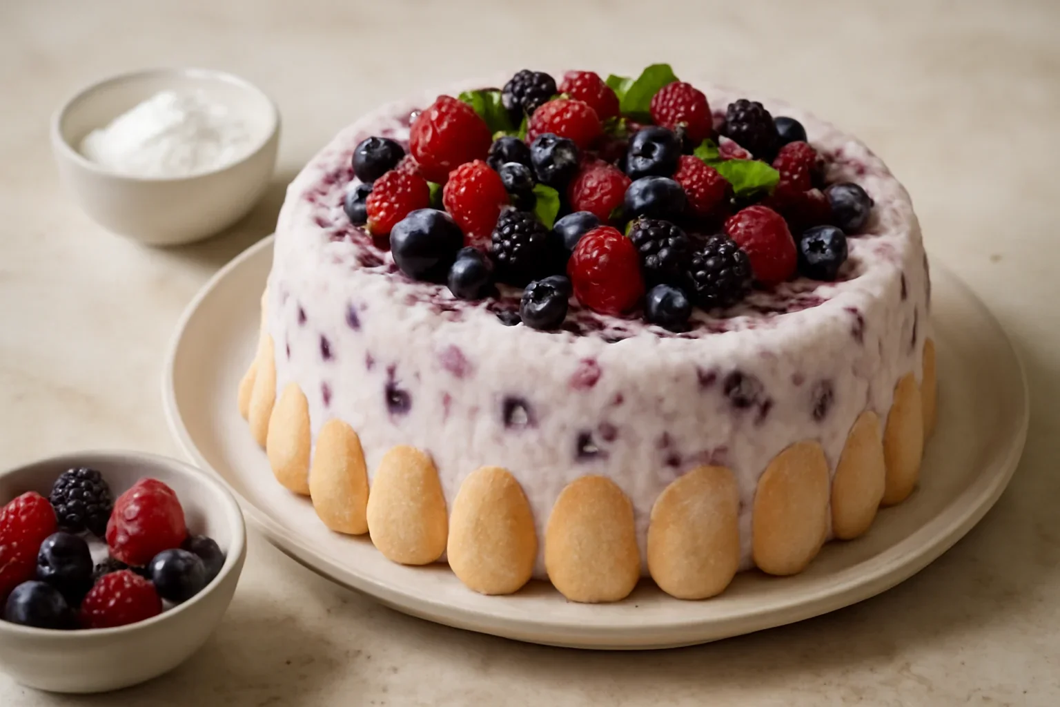 Tort de inghetata cu iaurt si fructe de padure