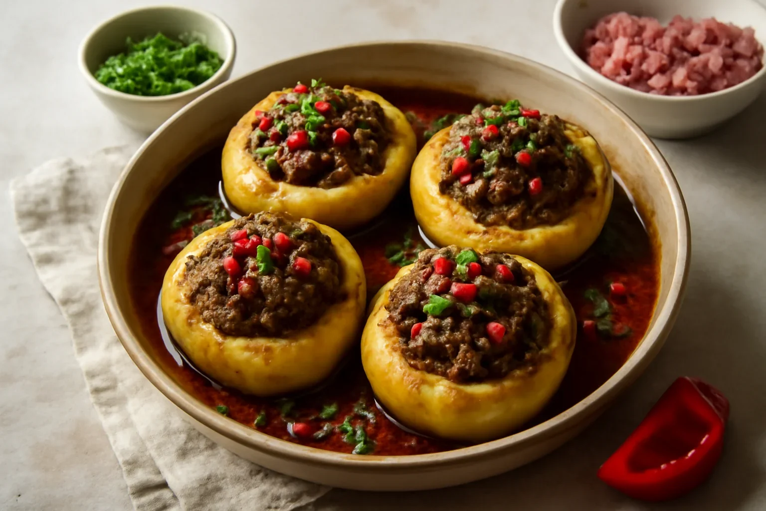 Gutui umplute cu carne de miel si rodie
