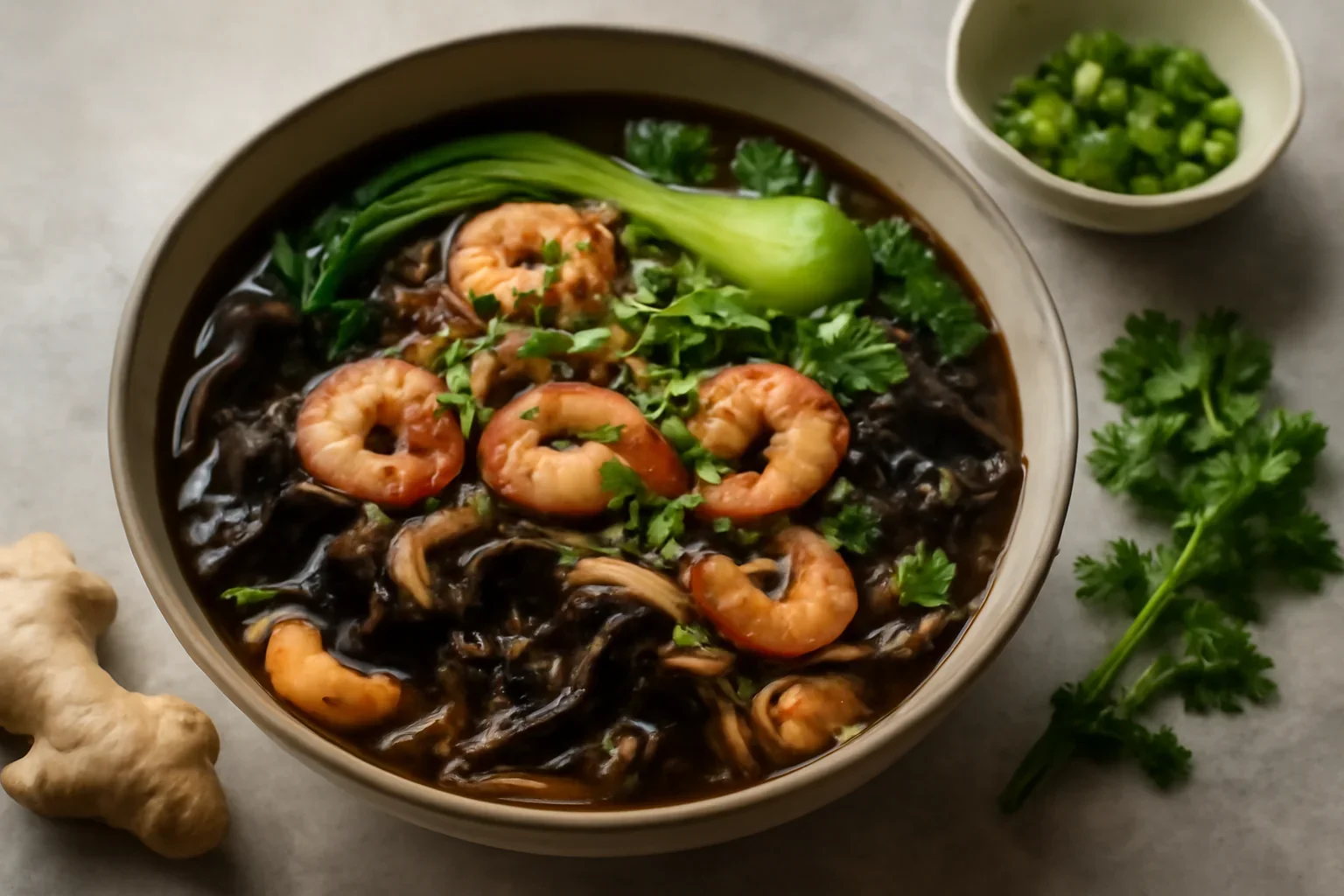 Supa asiatica cu noodles si creveti