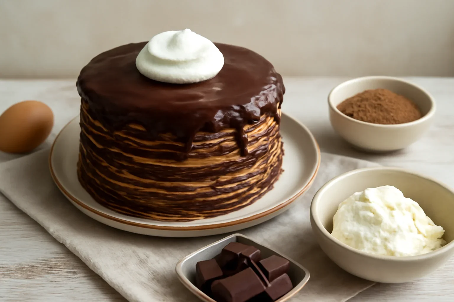 Tort de clatite cu ciocolata