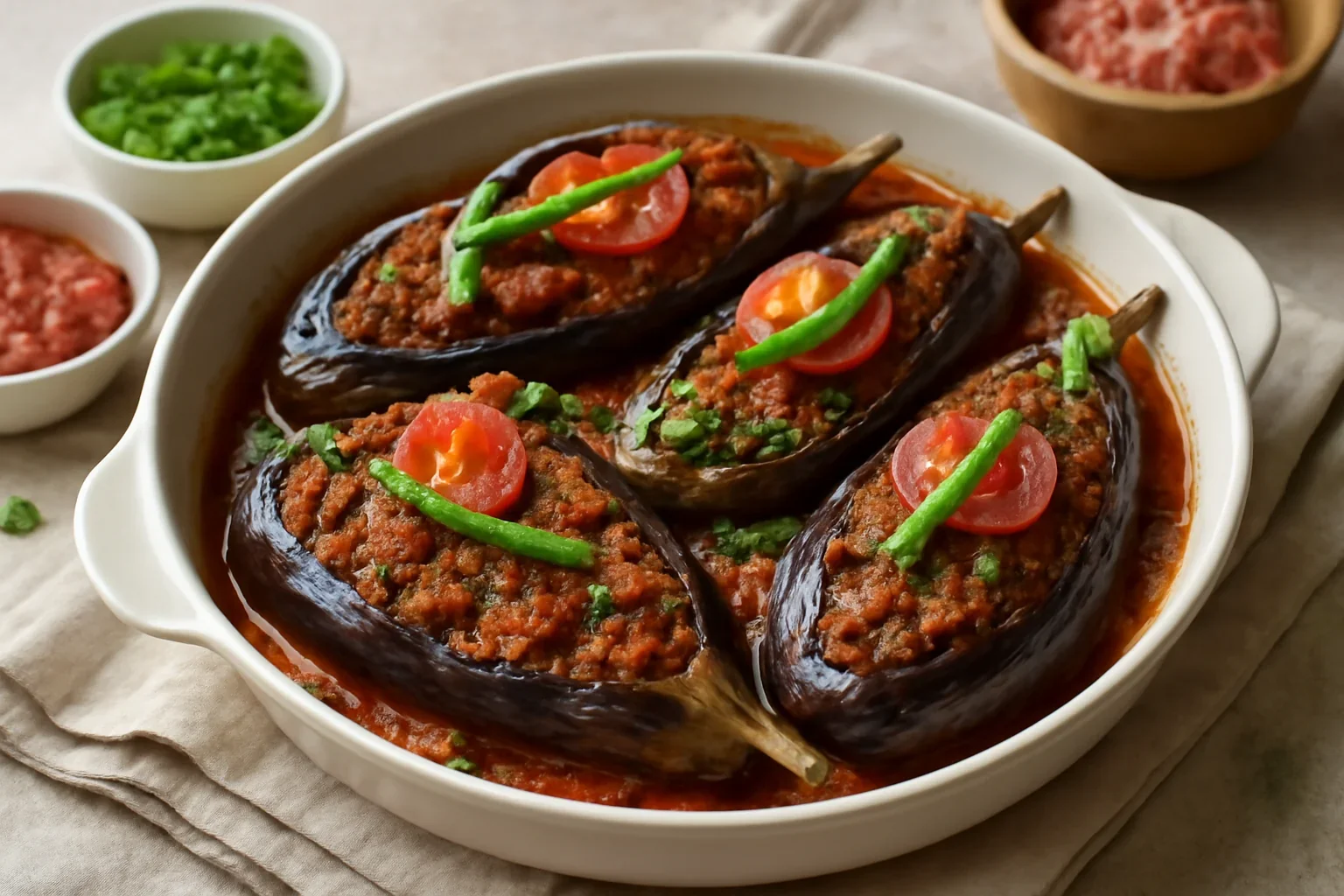 Vinete umplute cu carne – Karniyarik – rețeta turcească