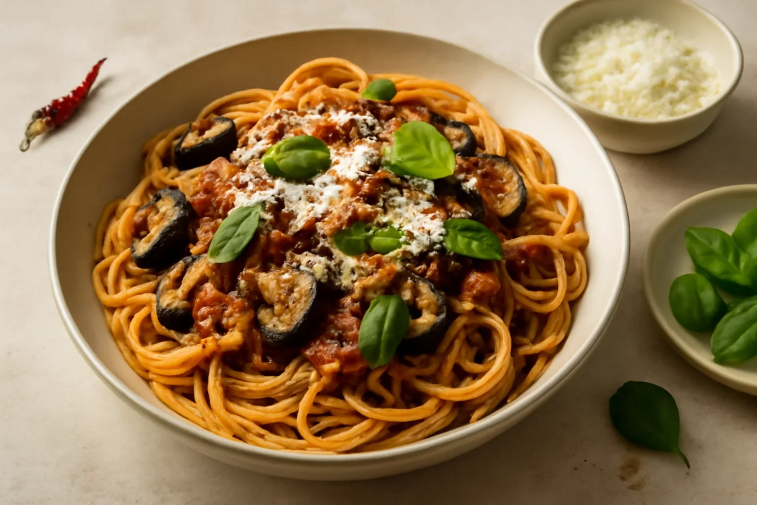 Paste cu vinete, rosii si branza – Pasta alla Norma