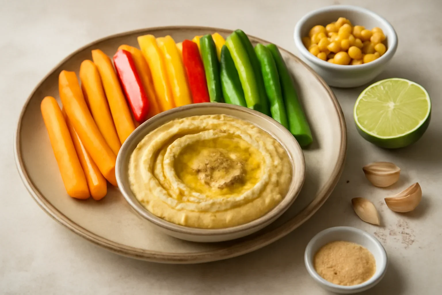 Hummus cu legume sticks
