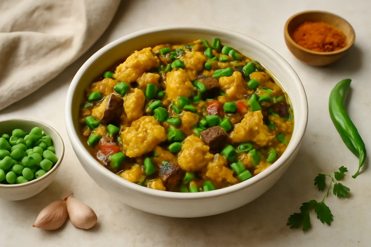 Conopida cu vinete si mazare, vegan