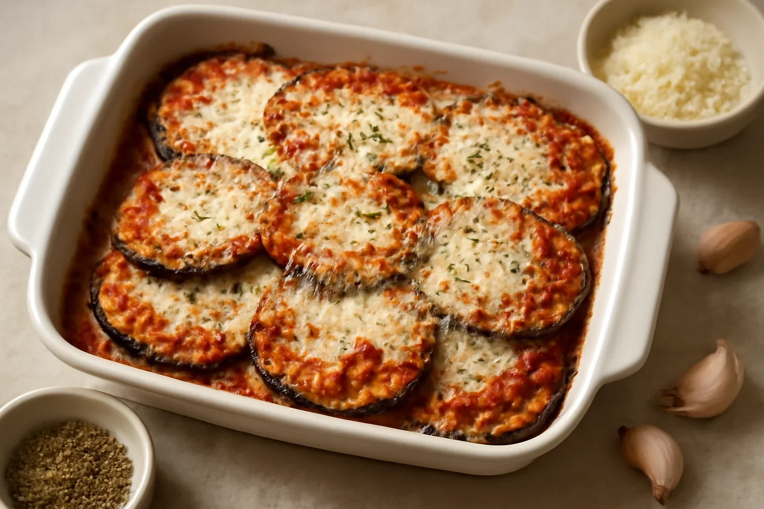 Vinete la cuptor cu rosii si parmesan