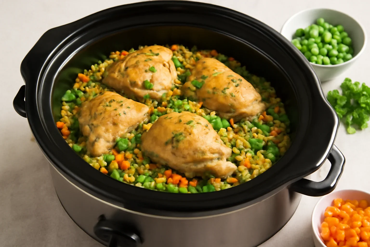 Orez cu pui si legume la Crock-pot