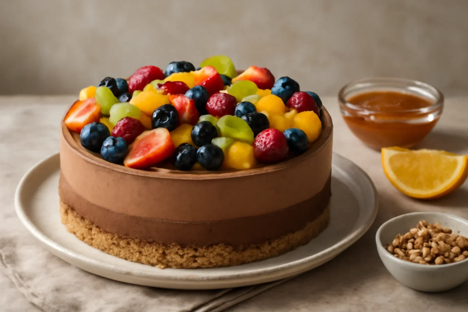 Tort cu fructe si mousse de ciocolata – Tutti Frutti