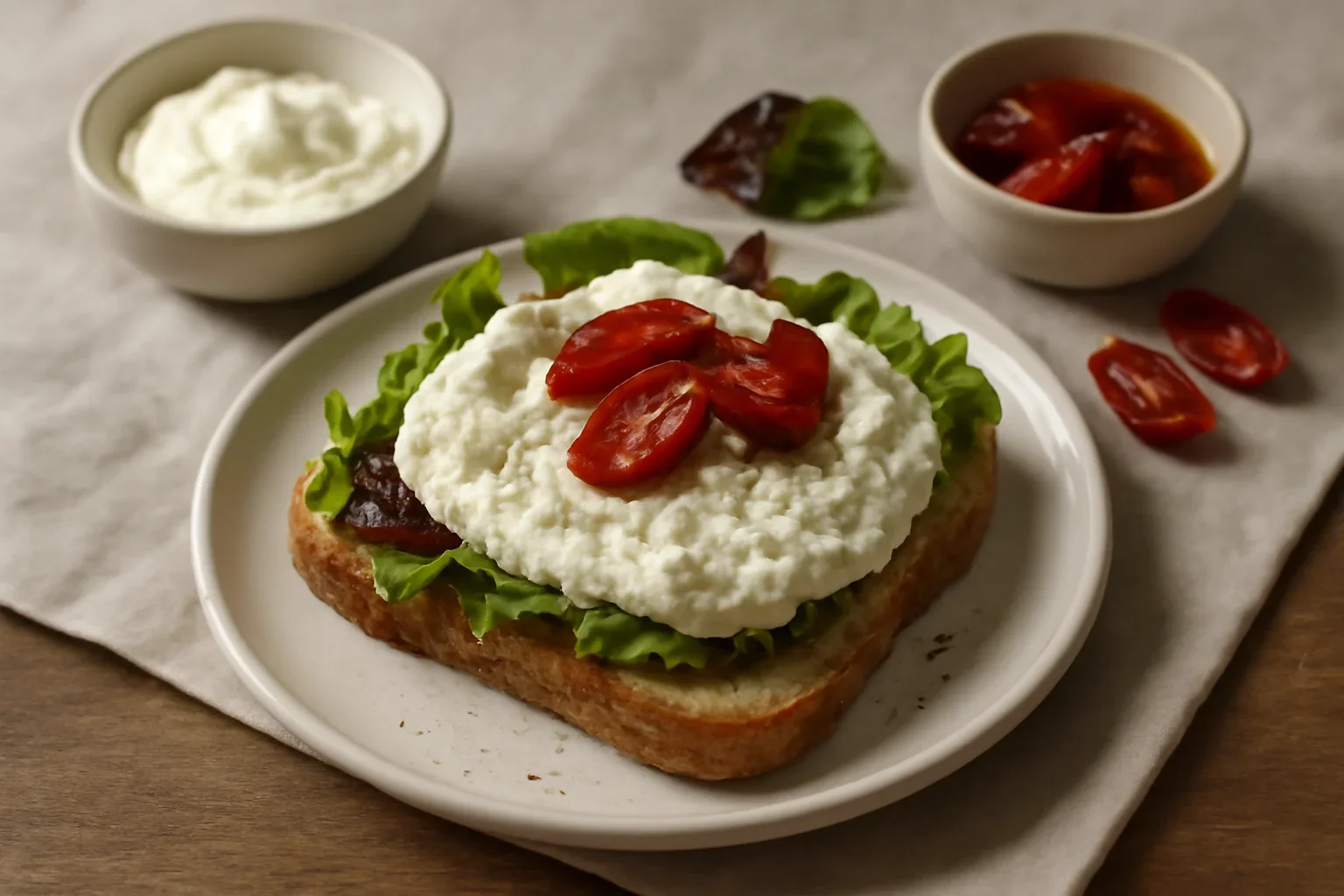 Pastă tartinabilă din cremă de brânză, salată și roșii cherry