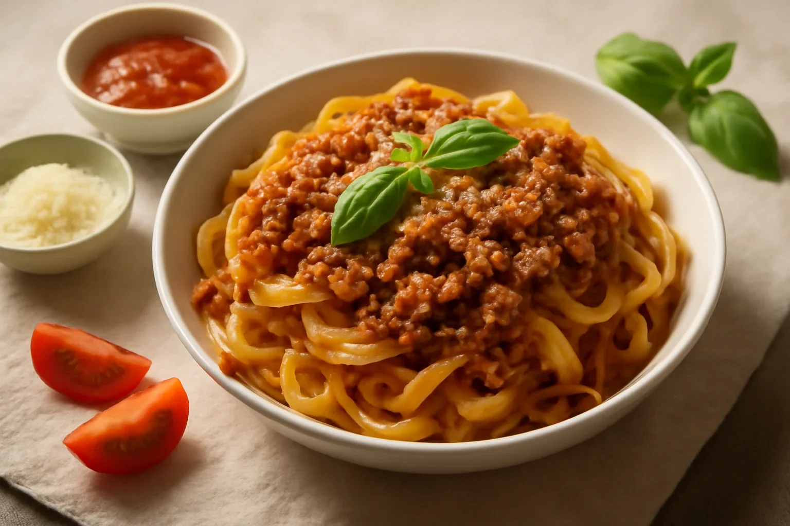 Tagliatelle bolognese, taietei cu ou si sos bolognese