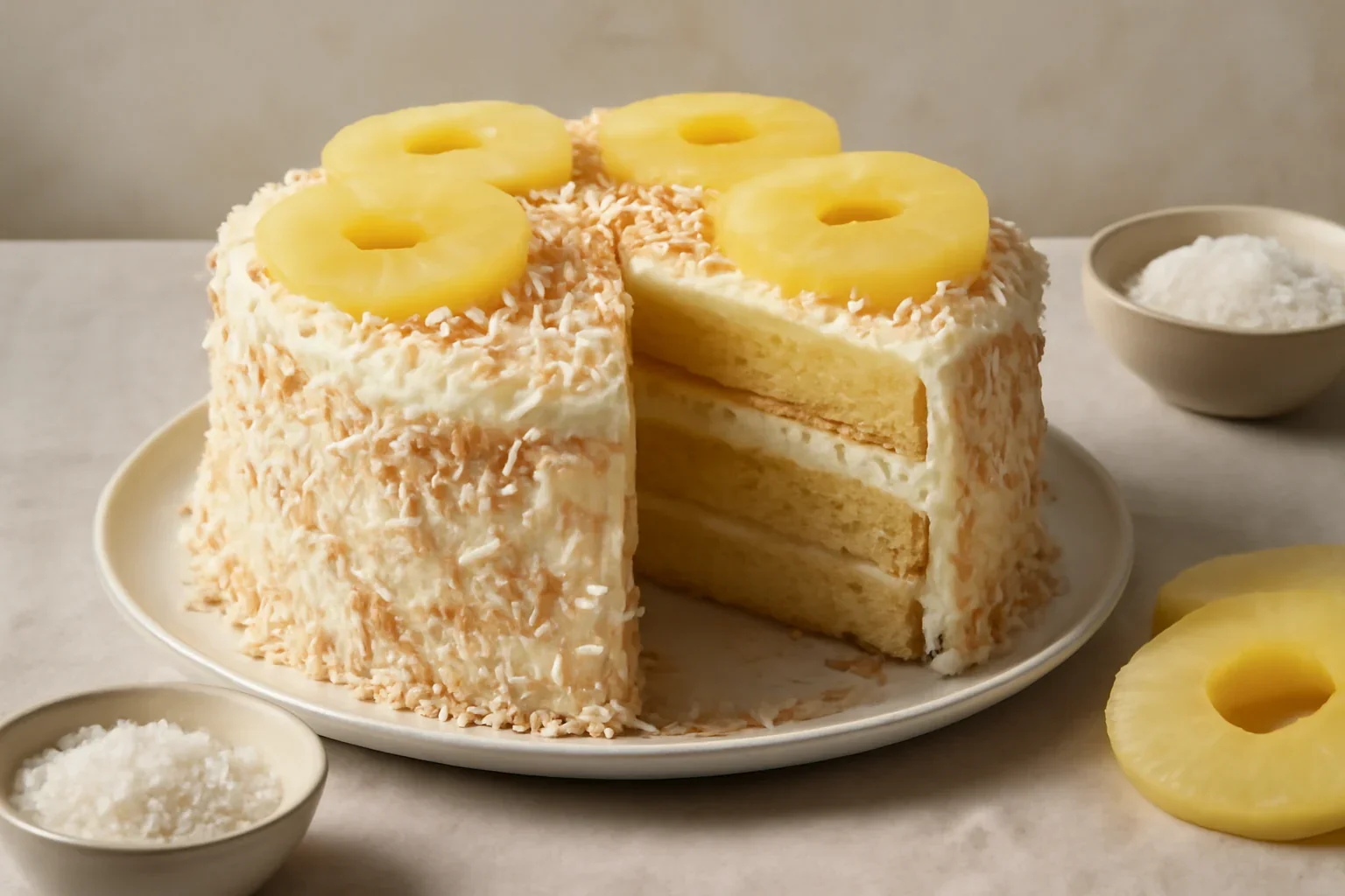 Tort pina colada cu nucă de cocos și ananas
