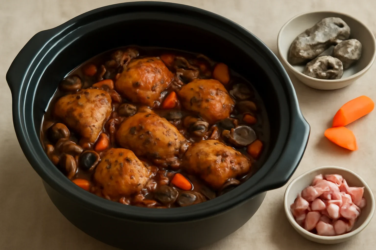 Coq au Vin reteta frantuzeasca la multicooker sau slow cooker