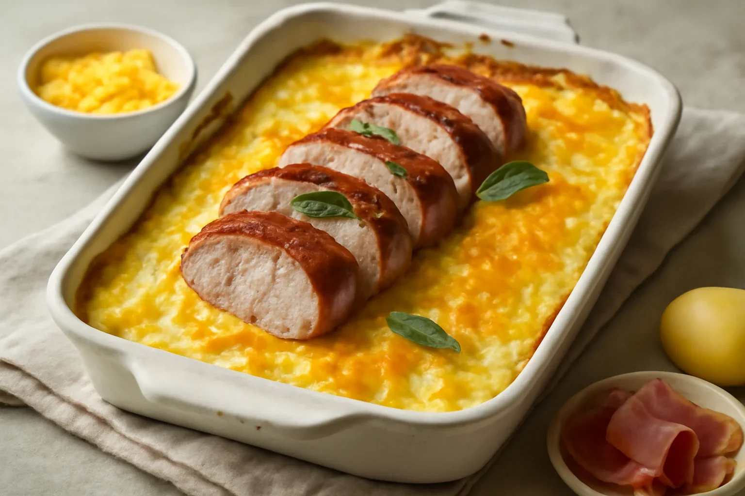 Graten cu mușchiuleț de porc și piure
