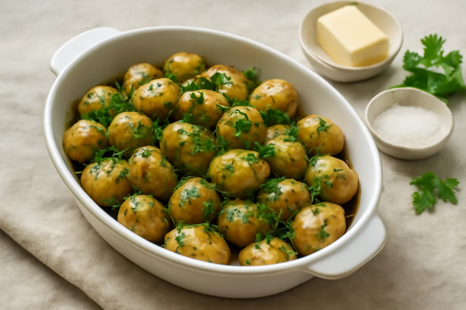 Cartofi noi cu unt si patrunjel la cuptor