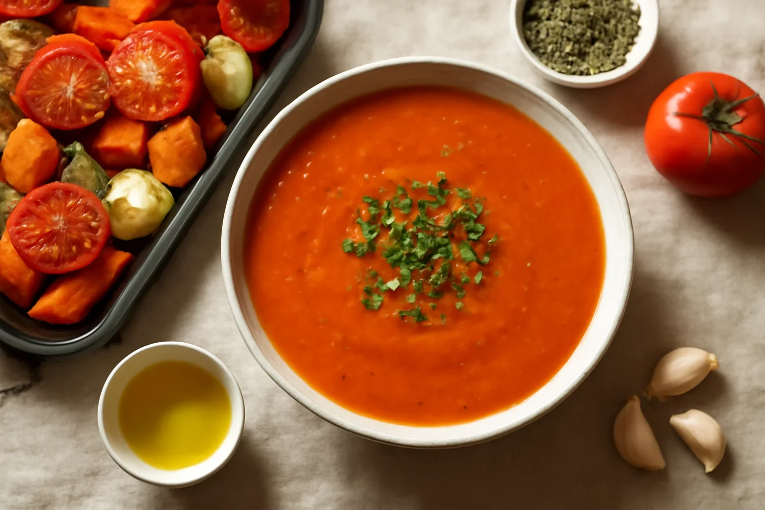 Supă de roșii și legume coapte – rețetă simplă, rapidă și savuroasă