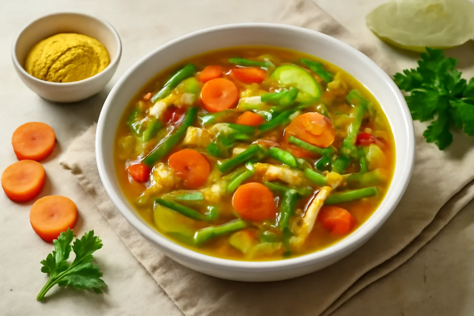 Supa de pui cu legume si turmeric