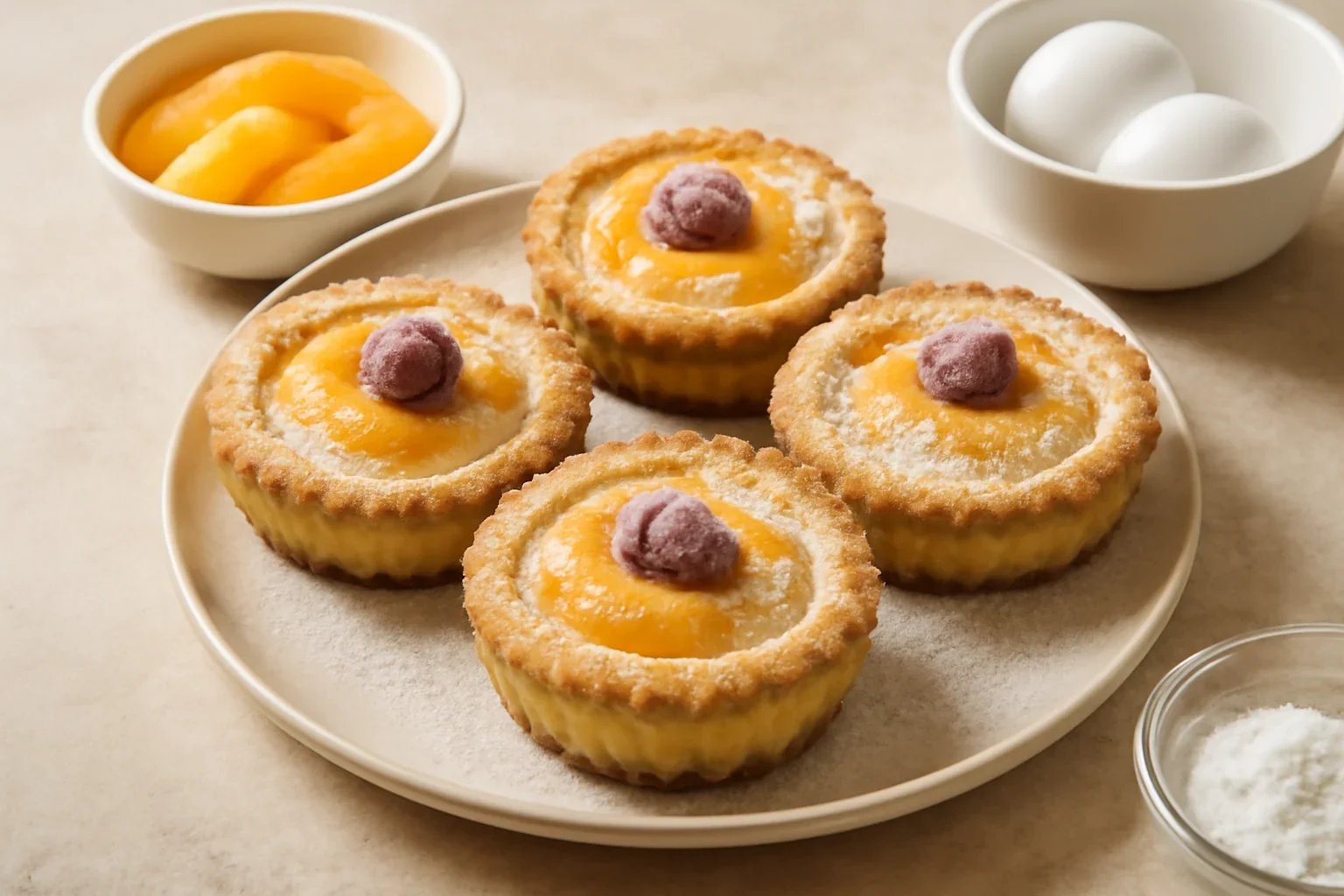 Mini tarte cu piersici din compot