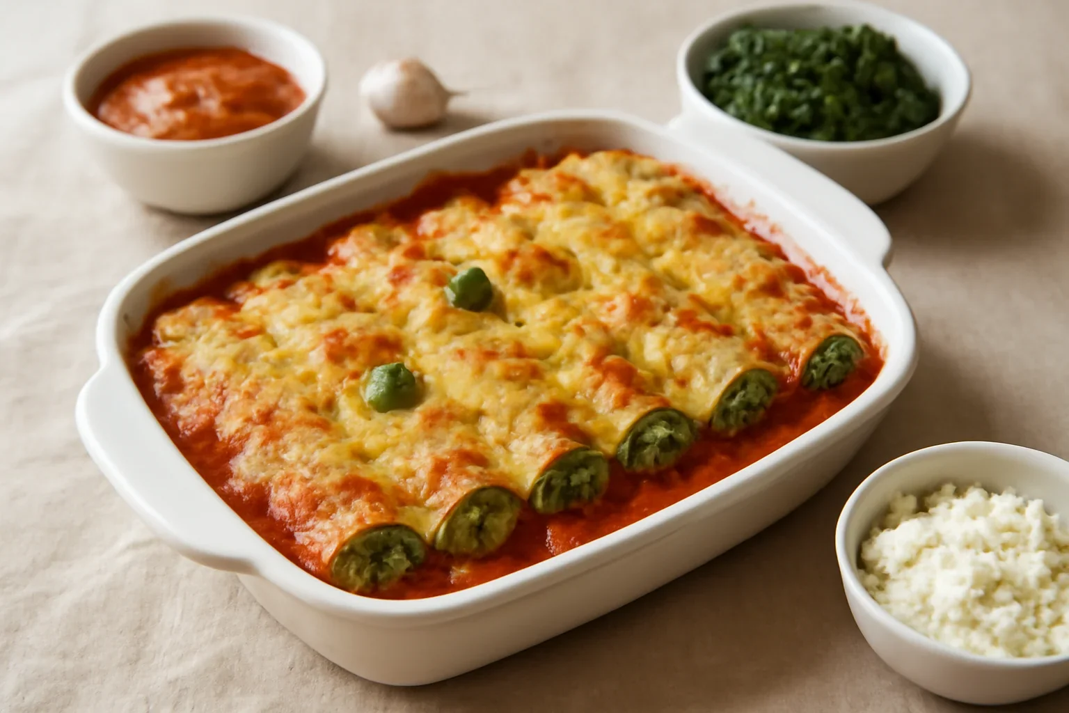 Cannelloni umpluti cu spanac si ricotta