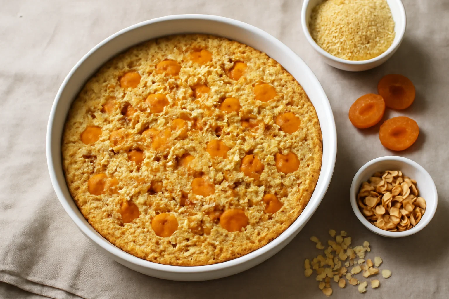 Tartă dulce de cușcuș cu caise uscate